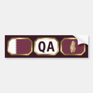 Voiture Autocollant de choc Qatari Drapeau Carte Code