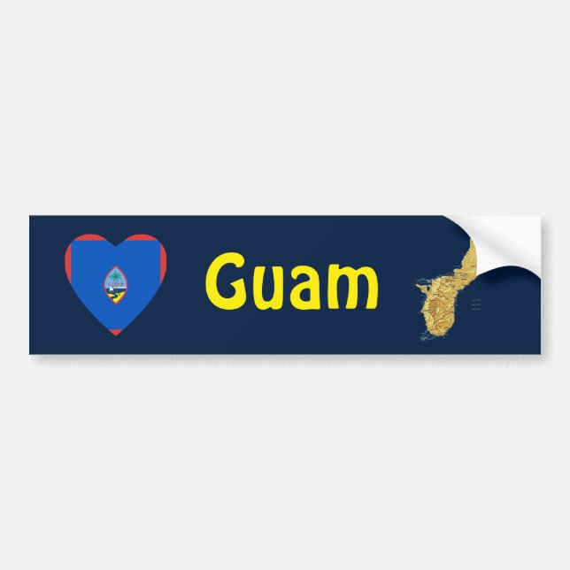 Voiture Autocollant de drapeau de Guam en forme de cœur +  (Devant)