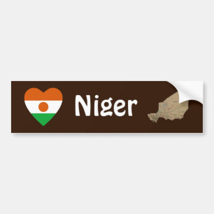 Voiture Autocollant de drapeau en forme de coeur du Niger