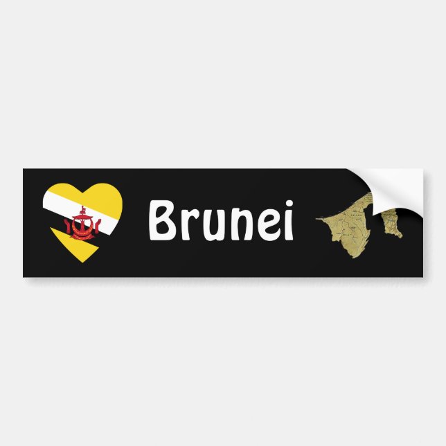 Voiture Autocollant de forme drapeau du Brunei et carte (Devant)