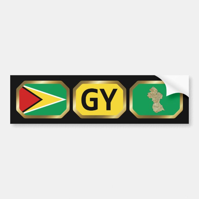 Voiture Autocollant de Guyane Drapeau Carte Code (Devant)