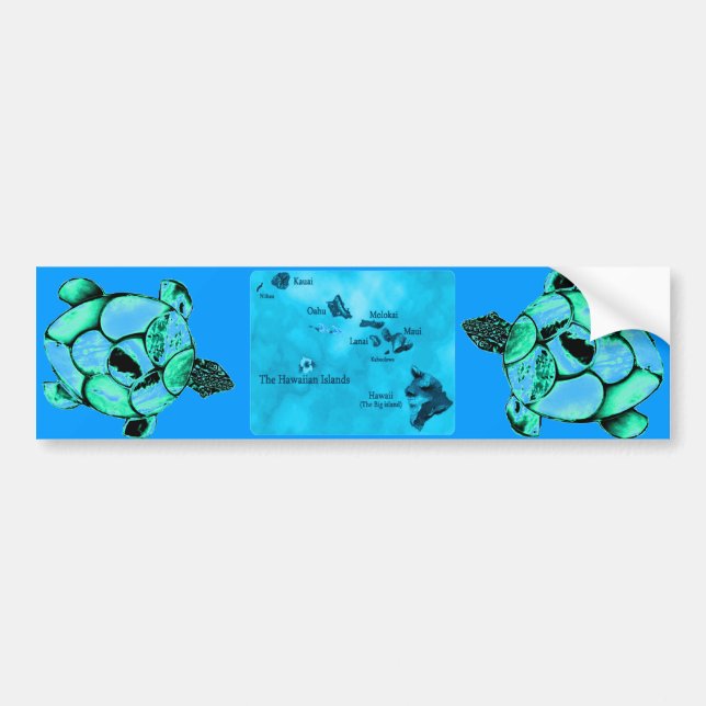 Voiture Autocollant de pare-chocs Blue Hawaiian Honu Turtl (Devant)
