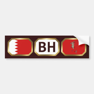 Voiture Autocollant de pare-chocs Drapeau Carte Code Bahre