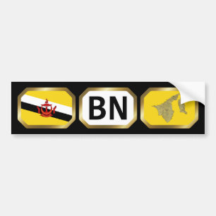 Voiture Autocollant de pare-chocs Drapeau Carte Code Brune