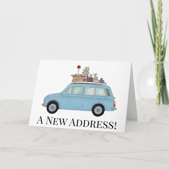 Voiture avec des trucs Nouvelle carte d'adresse (Devant)