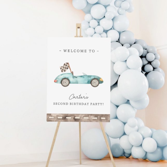 Voiture Blue Race Anniversaire Bienvenue Poster (Créateur téléchargé)