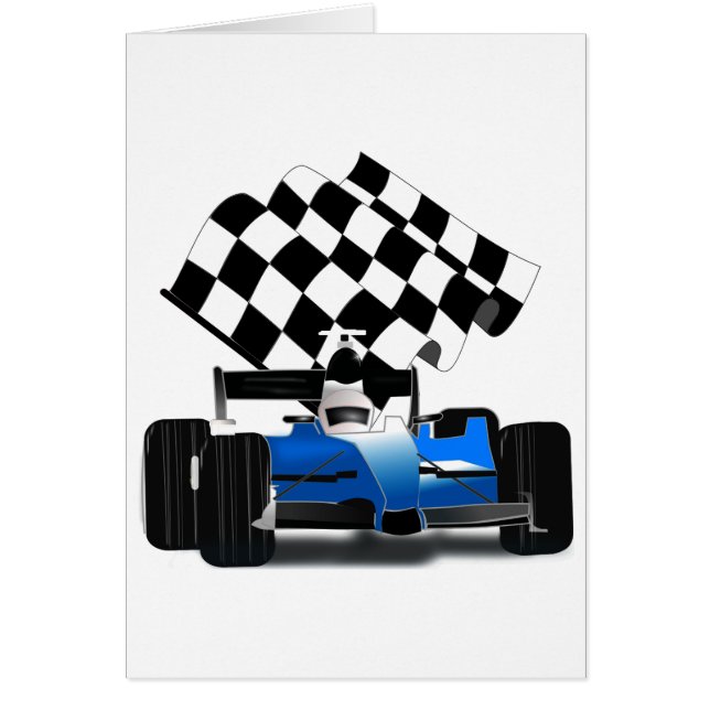 Voiture Blue Race avec drapeau À damiers (Devant)