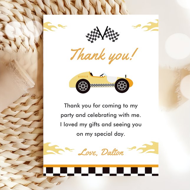 Voiture Boy Race Anniversaire Carte de remerciemen (Créateur téléchargé)