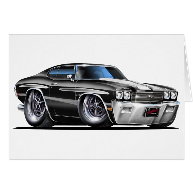 Voiture Chevelle noir-blanc 1970 (Devant horizontal)