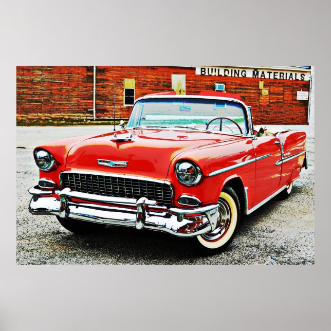 Voiture classique Rouge Bel Air Poster Style Art (Devant)