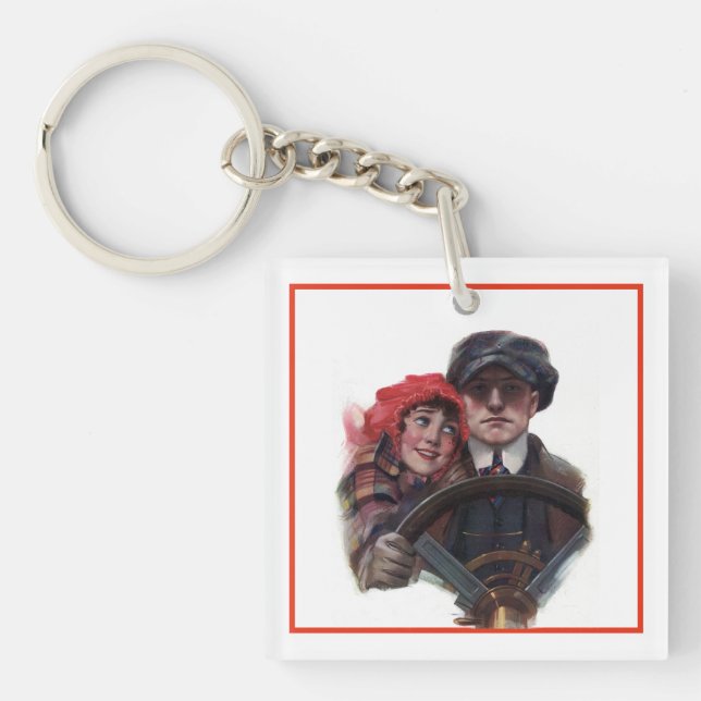 Voiture classique vintage romantique d'hiver illus (Devant)