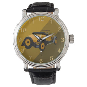 Voiture convertible Vintage Jaune, Montre Mens Cui