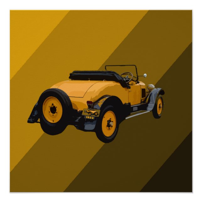 Voiture convertible Vintage jaune, Poster (Devant)