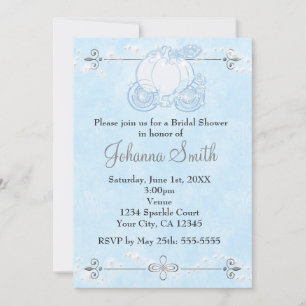 Voiture de Cendrillon Baby Shower Invitation Bleu