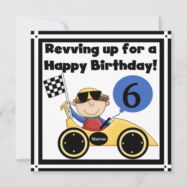 Voiture de course Customisée Invitations d'anniver (Devant)