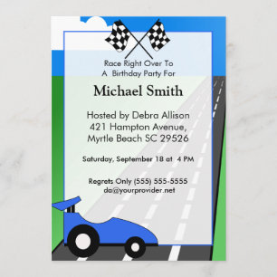 Voiture de course Invitation Anniversaire