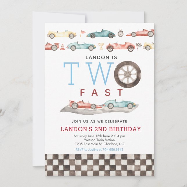 Voiture de course Invitation Anniversaire (Devant)