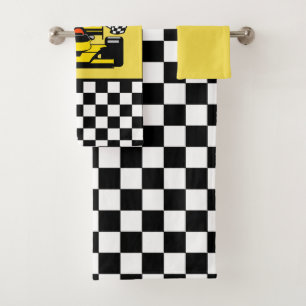 Voiture de course jaune : Drapeau de contrôleur