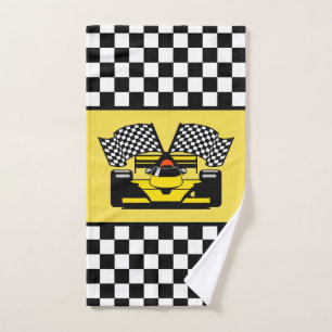 Voiture de course jaune : Drapeau de contrôleur