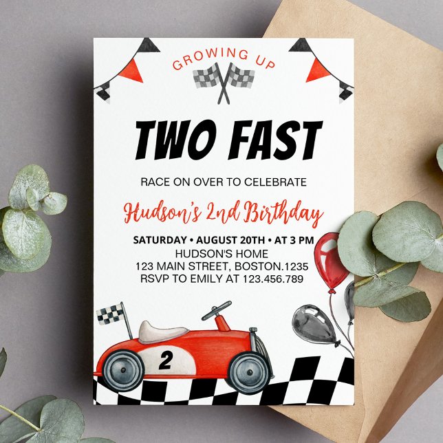 Voiture de course vintage Anniversaire Invitation  (Créateur téléchargé)