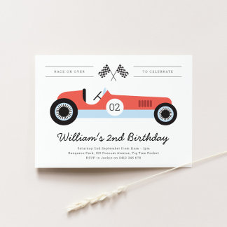 Voiture de course vintage Invitation de fête d'ann