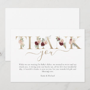 Voiture de Merci de Baby shower Floral rose or mod