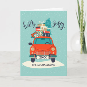Voiture de Noël   Carte photo de vacances