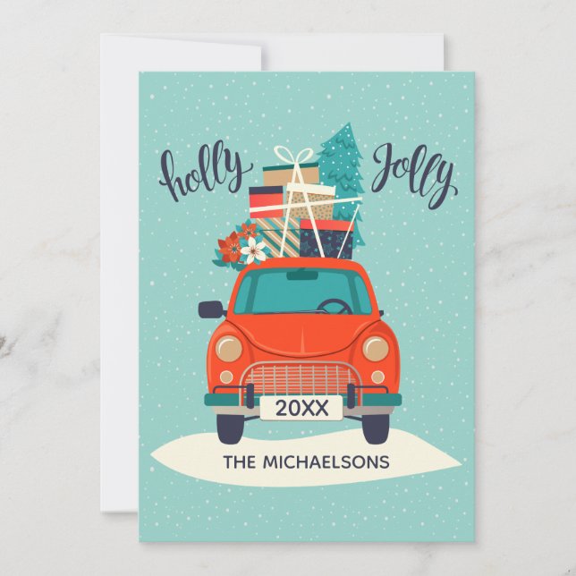 Voiture de Noël | Carte photo de vacances (Devant)