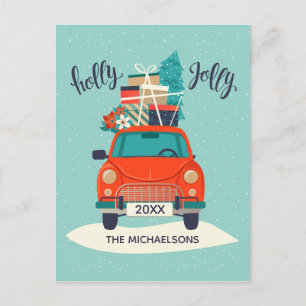 Voiture de Noël   Carte photo de vacances