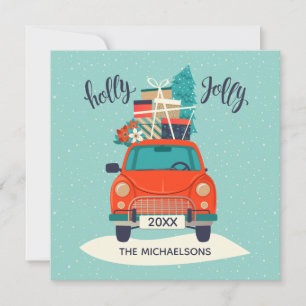 Voiture de Noël   Carte photo de vacances