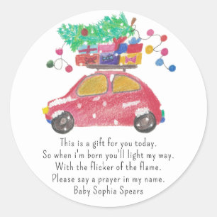Voiture de Noël - étiquette de la bougie de prière