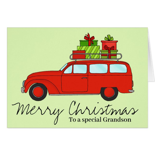 Voiture de Noël personnalisable avec cadeaux (Devant horizontal)