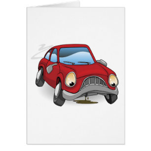 Voiture décomposée triste de bande dessinée