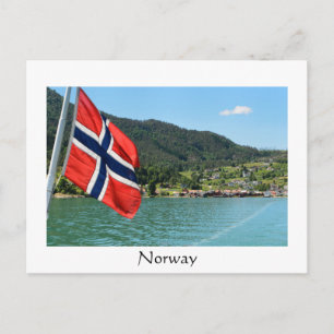 Voiture ferry en Norvège blanc texte carte postale