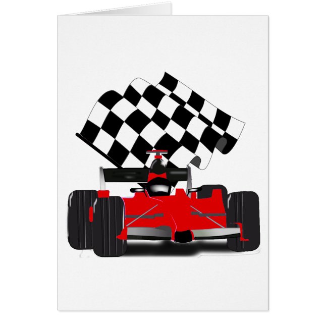 Voiture Red Race avec drapeau À damiers (Devant)