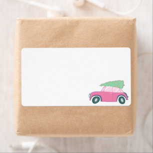 Voiture rose vierge Arbre de Noël Aquarelle Noël