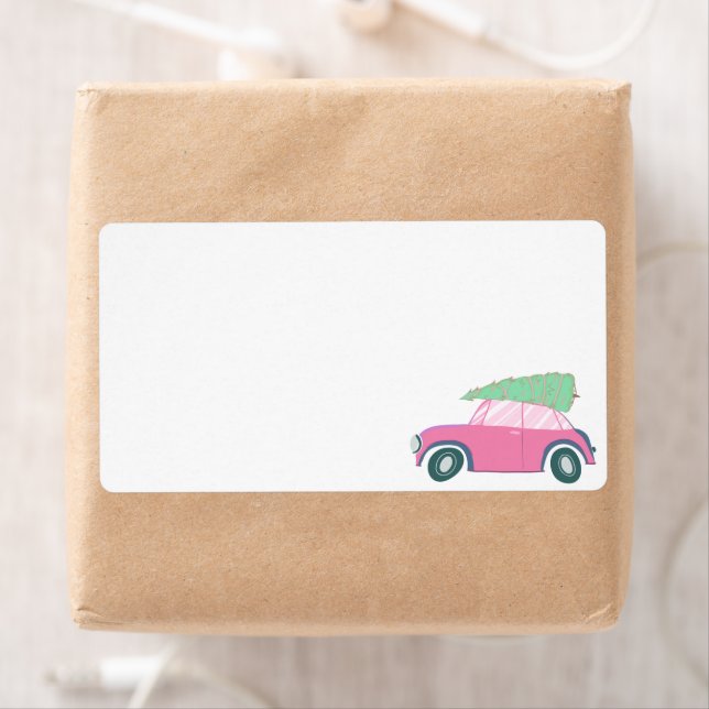 Voiture rose vierge Arbre de Noël Aquarelle Noël (En situation)