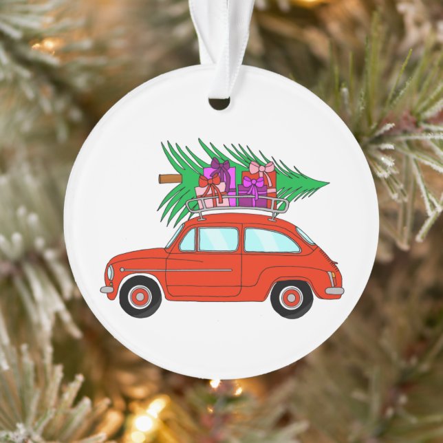 Voiture rouge avec cadeaux de Noël (Arbre)