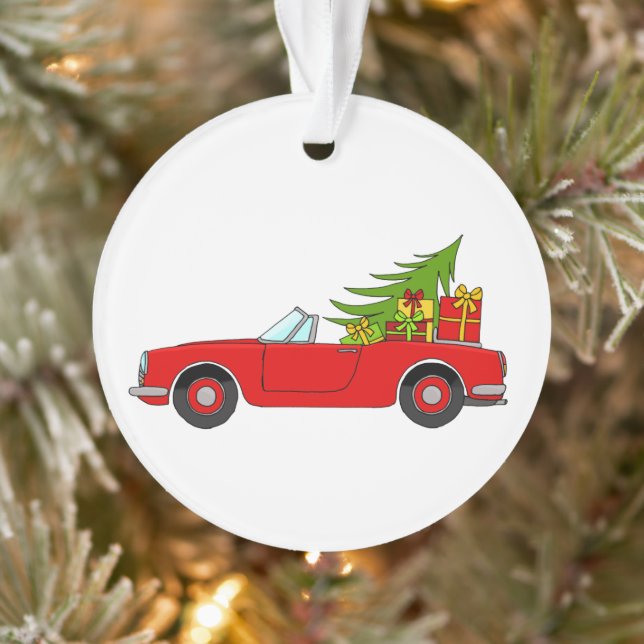Voiture rouge avec cadeaux de Noël (Arbre)