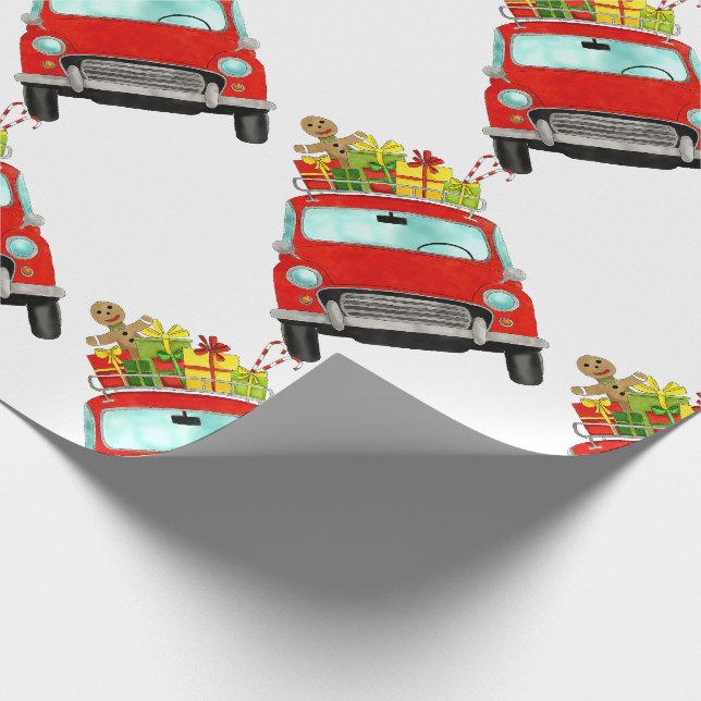 Voiture rouge avec papier cadeau de Noël (Coin)