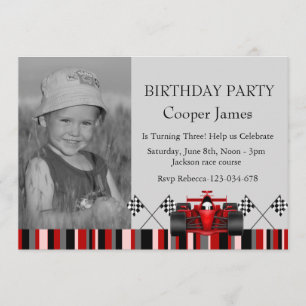 Voiture rouge et noire Invitation d'anniversaire