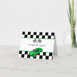 Voiture verte   Carte de remerciements fête d'anni