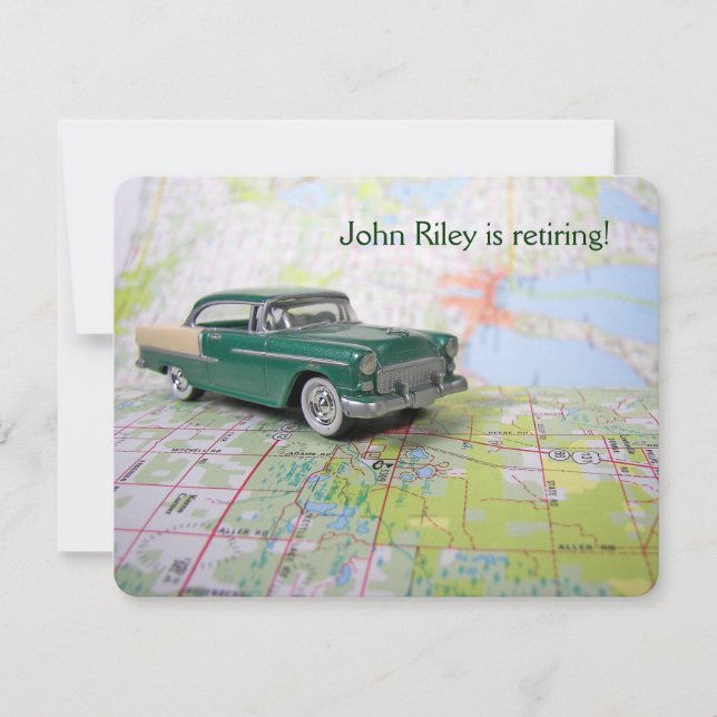 Voiture Vintage sur carte Retraite (Devant)
