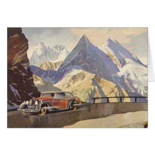 Voiture Vintage sur Mountain Road en hiver avec ne