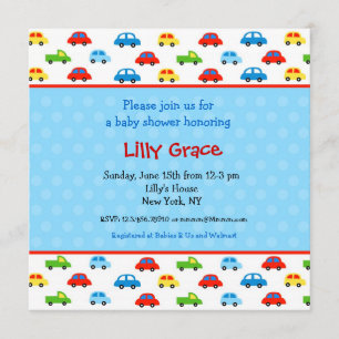 Voitures Camions Garçons Bébé Shower Invitations