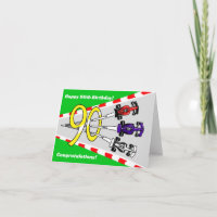 Voitures de course Carte d'anniversaire 90e