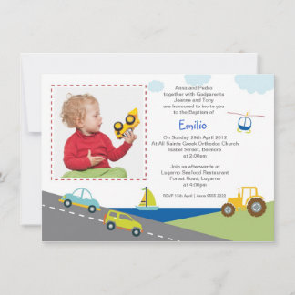 Voitures et camions Invitations au baptême