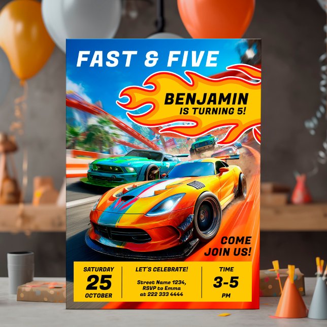 Voitures rapides enfants course carte d'anniversai (Créateur téléchargé)