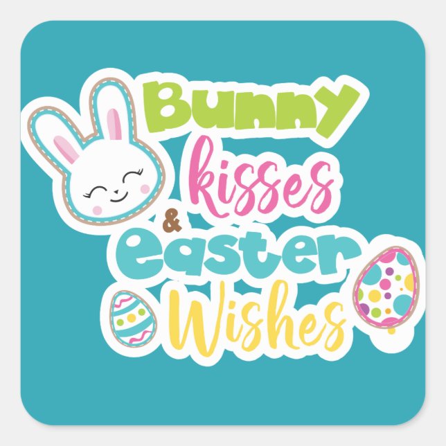 Voix de Pâques et baisers de lapin autocollant (Devant)