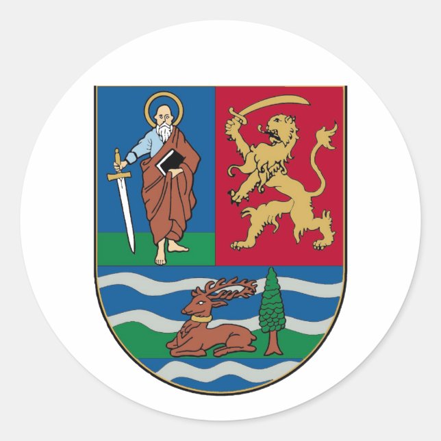 Vojvodina grb, coat of arms classic round sticker (Front)
